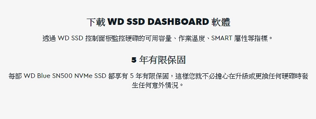 WD 藍標 SN500 250GB NVMe PCIe SSD固態硬碟