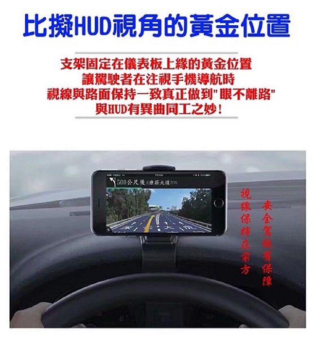 車用平視型儀表板手機架(導航最適用)