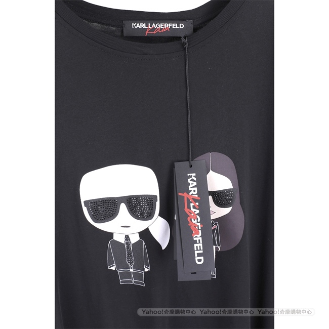 KARL LAGERFELD KARL x KAIA 圖案印花黑色棉質短T恤