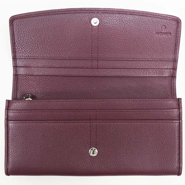 Aigner 艾格納 小牛皮鉚釘扣式8卡長夾(骨董紅)