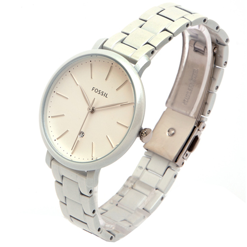 FOSSIL 白色無瑕款的不鏽鋼手錶(ES4397)-銀白色面/36mm
