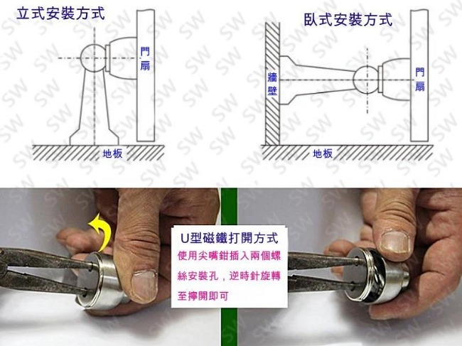 802-1 (2入) ＃201不銹鋼加厚型磁石 門止/戶檔/門檔