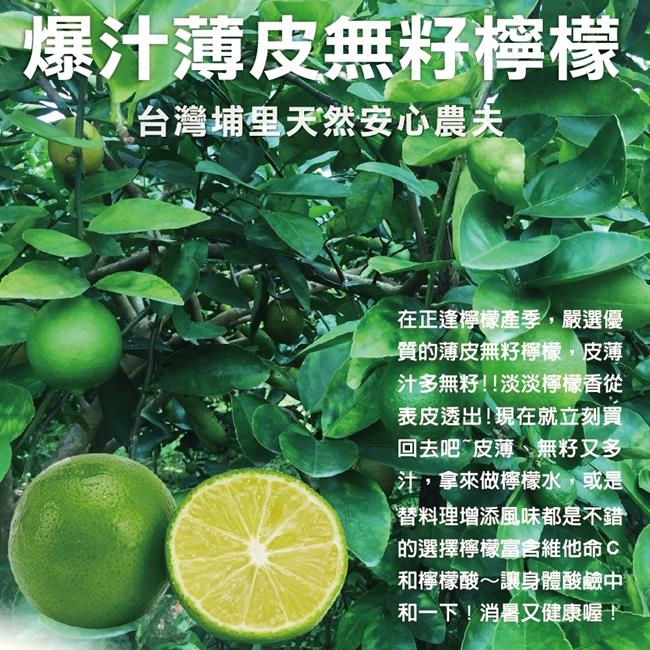 【天天果園】台灣埔里安心農夫薄皮無籽檸檬(每袋約600g) x3袋
