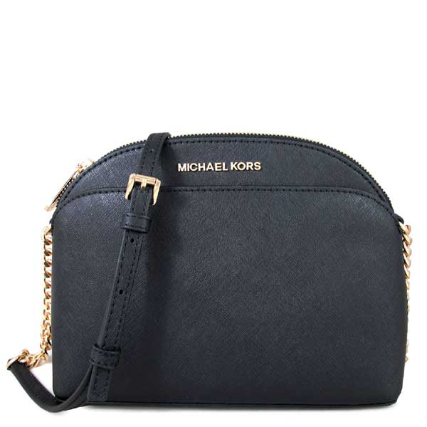 MICHAEL KORS JET SET TRAVEL金字Logo防刮皮革貝殼包(黑色)