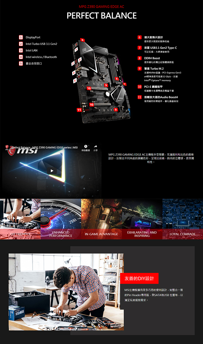 MSI微星 MPG Z390 GAMING EDGE AC 主機板