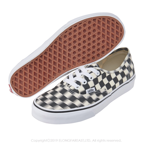 (男)VANS Authentic 眩暈棋盤格綁帶休閒鞋*黑白