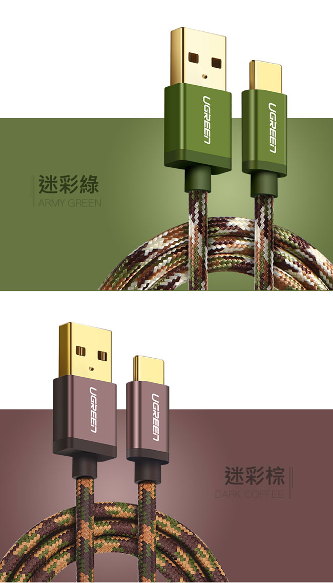 綠聯 USB Type-C快充傳輸線 BRAID版 深邃黑 2M