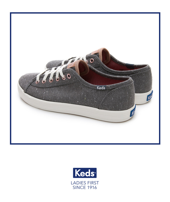 Keds KICKSTART 復古風素面綁帶休閒鞋-深灰