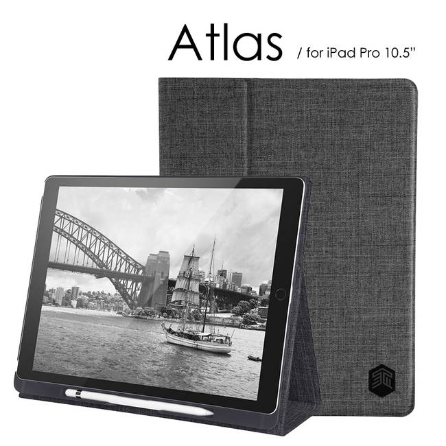 澳洲STM Atlas iPad Pro 10.5吋 專用高質感翻蓋保護殼 - 碳灰