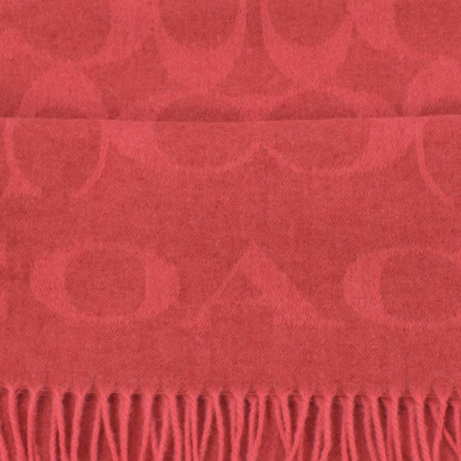 COACH大COACH LOGO字樣羊毛圍巾(紅)