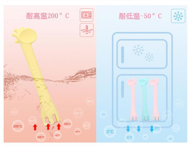 韓國UYOU 長頸鹿兒童餐具-櫻花粉