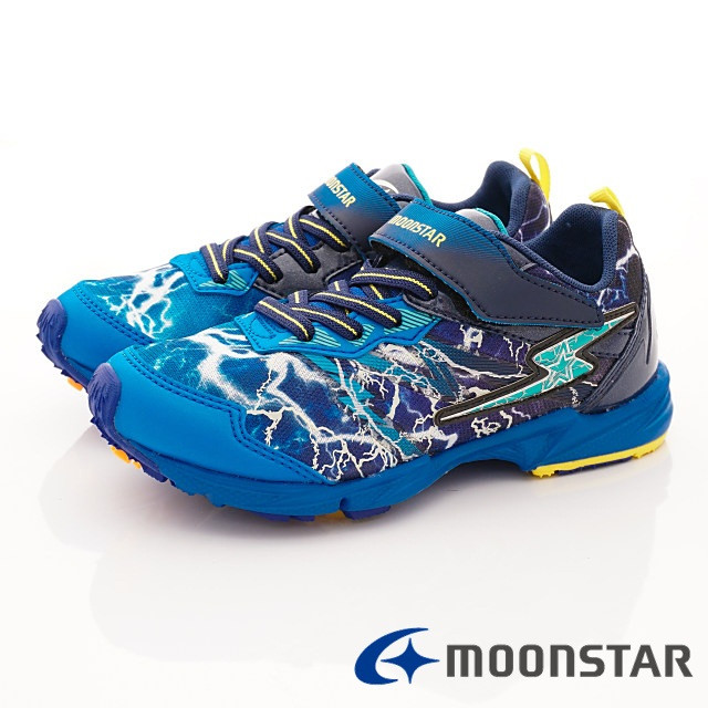 日本月星頂級競速童鞋 閃電蓄光系列 EI605藍(中大童段)