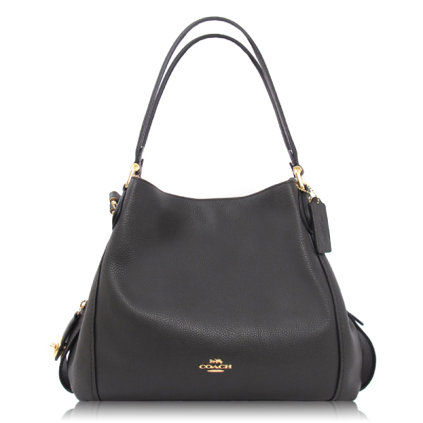 COACH 拋光鵝卵石皮革 / EDIE 31 肩背包(專櫃/深灰)