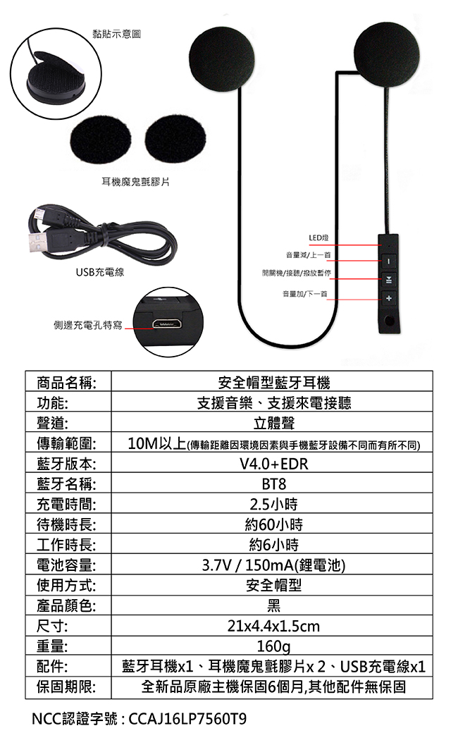 CARSCAM行車王 安全帽型藍牙耳機-急速配