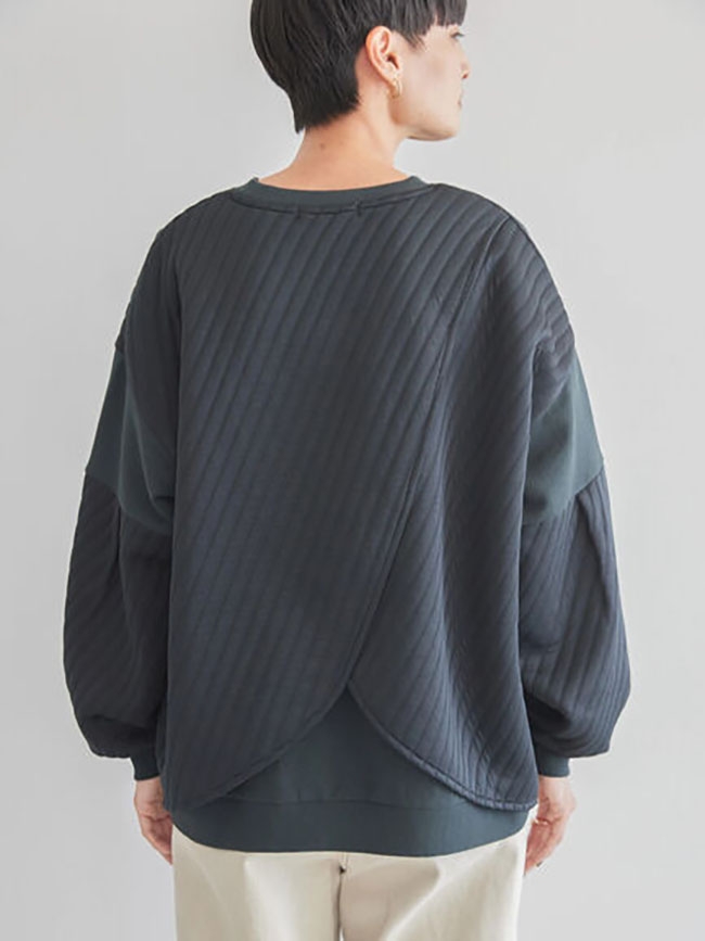 stein PLEATED KNIT CREW NECK LS-