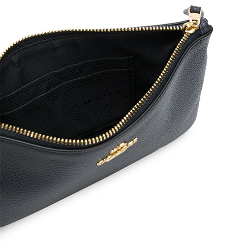 COACH 金屬LOGO荔枝紋皮革經典手拿包 黑色