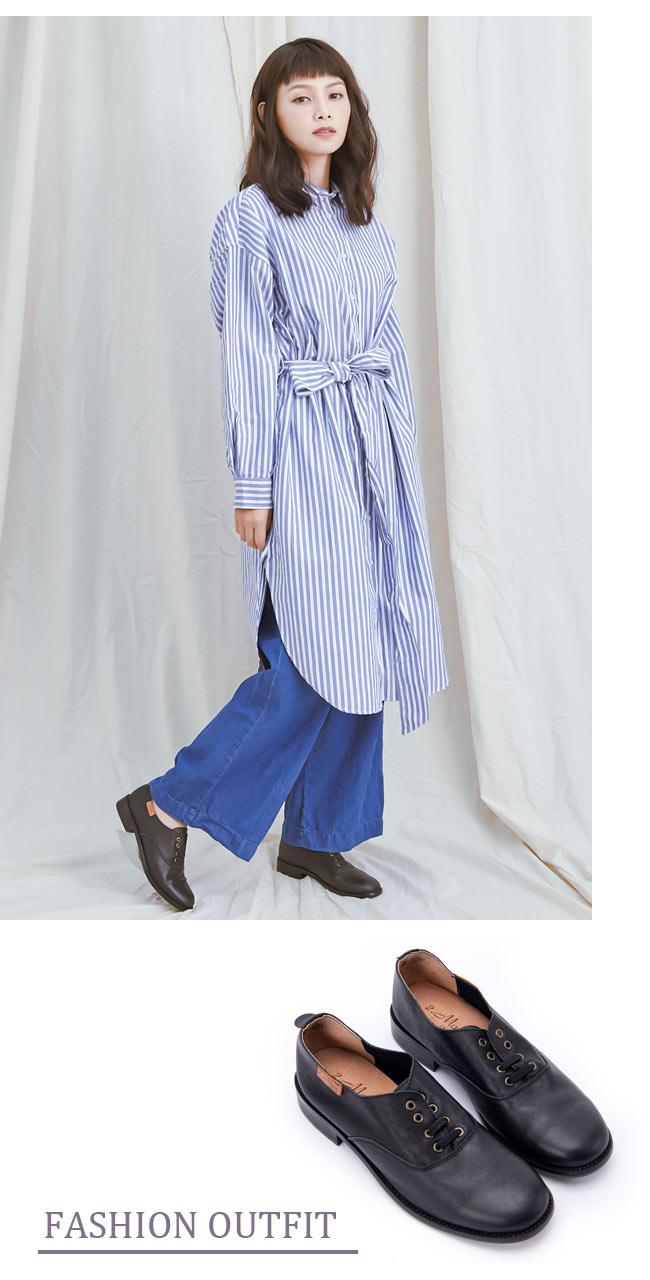 2.Maa 復古漸層刷舊色柔軟牛皮牛津鞋 - 黑