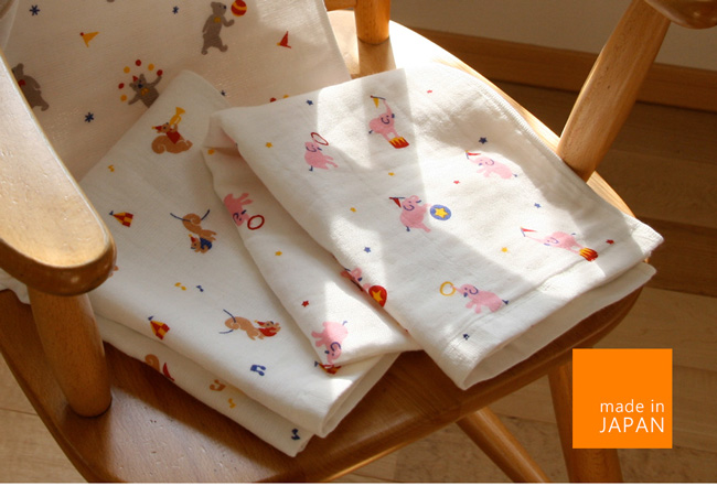 日本桃雪 可愛紗布毛巾超值兩件組(小小馬戲團-熊熊)