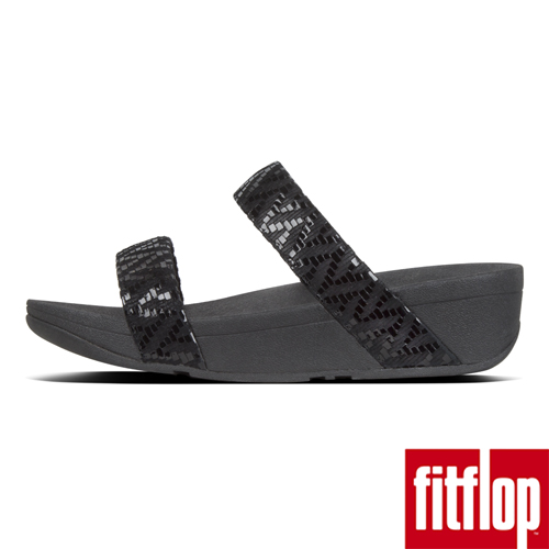 FitFlop LOTTIE CHEVRON SUEDE SLIDES-黑色