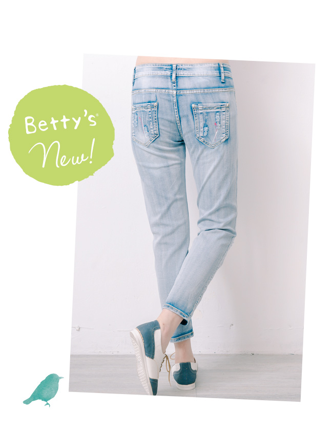 betty’s貝蒂思　微抓破潑墨感牛仔褲(淺藍)