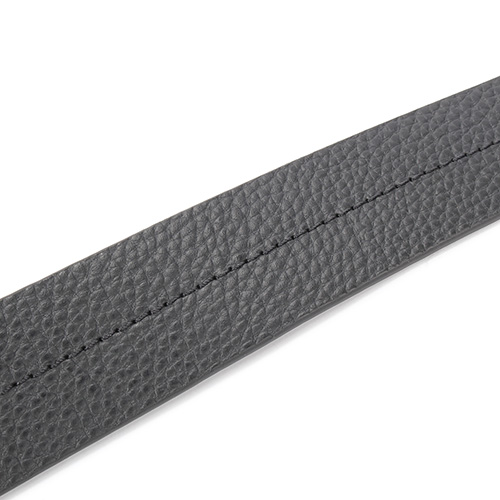 Calvin Klein 經典拼接荔枝紋穿釦式皮帶-黑/橘色