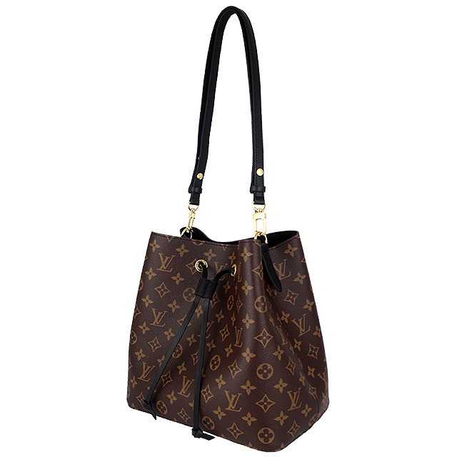 LV M44020 Monogram 經典LV花紋黑色伸縮背帶水桶包