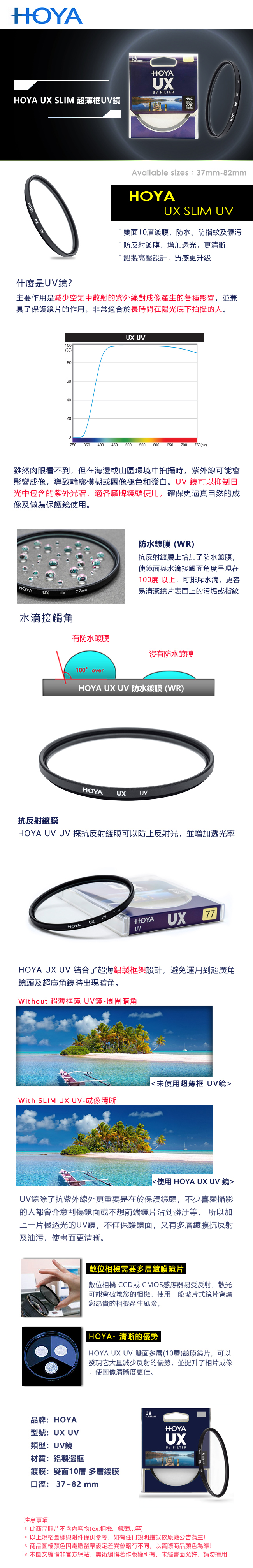 HOYA UX SLIM 37mm 超薄框UV鏡