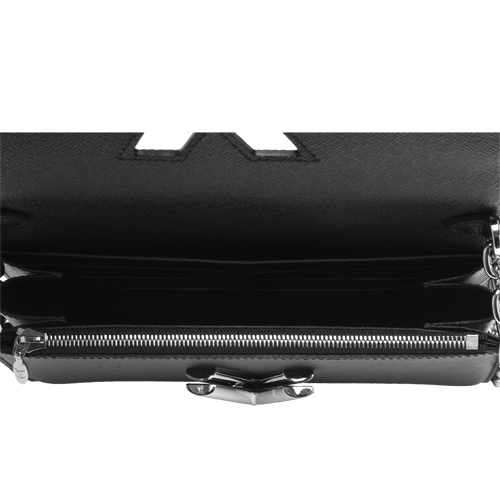 LV M62038 TWIST系列經典EPI水波紋牛皮字母LOGO轉釦肩/斜背包(黑)