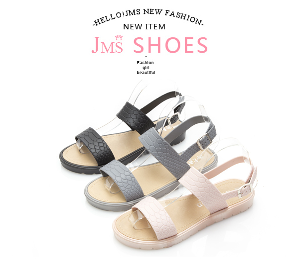 JMS-雨天剋星防水一字帶簡約PU防水涼鞋-黑色