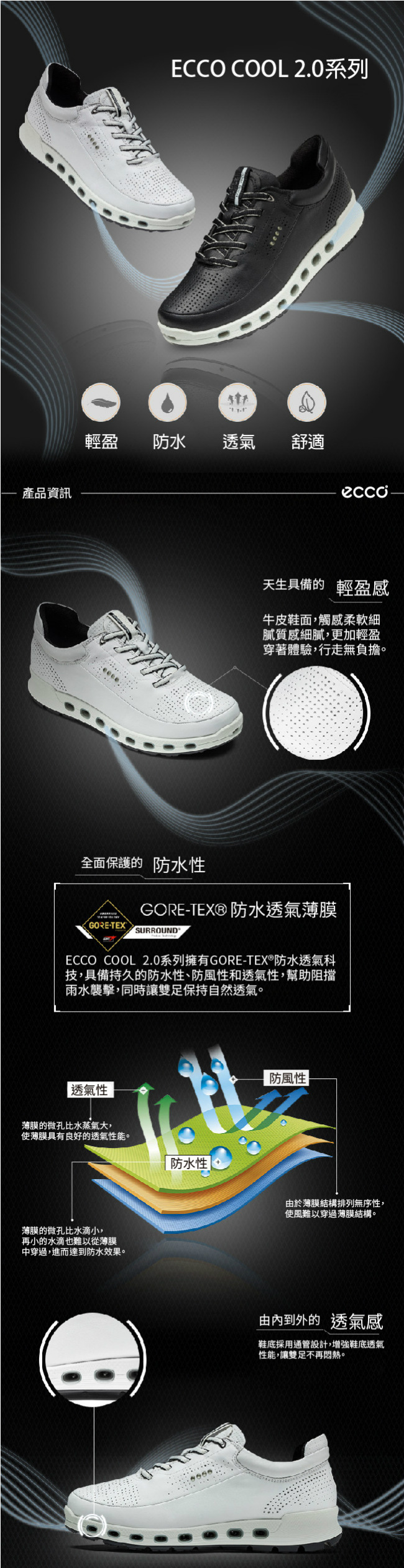 ECCO COOL 2.0 LADIES 360度環繞防水休閒運動鞋 女-酒紅