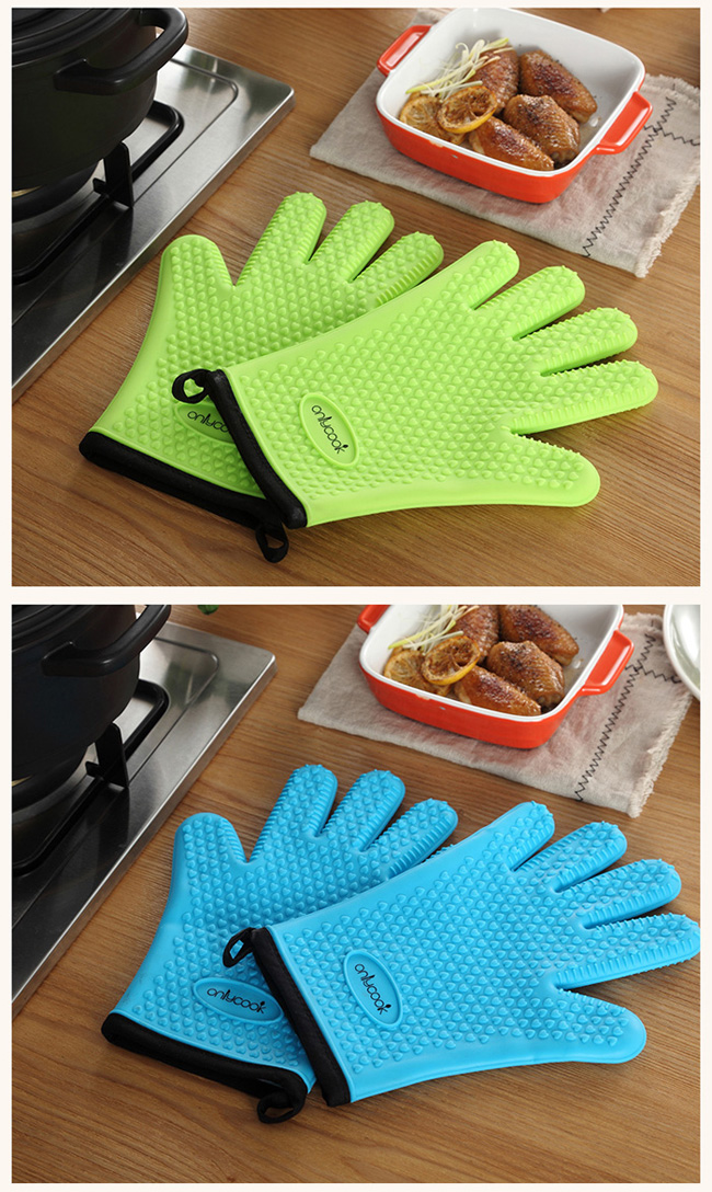 PUSH!廚房餐具用品 防燙矽膠手套 D165
