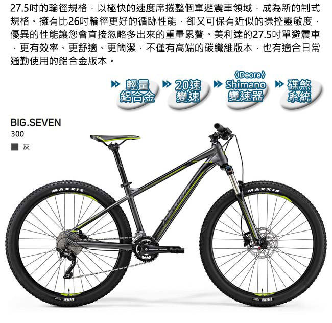 《MERIDA》 美利達 中大輪徑越野登山車 Big.Seven 300 藍2018