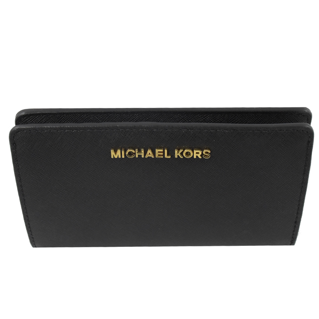 MICHAEL KORS Jet Set 金屬logo對開中夾(黑)