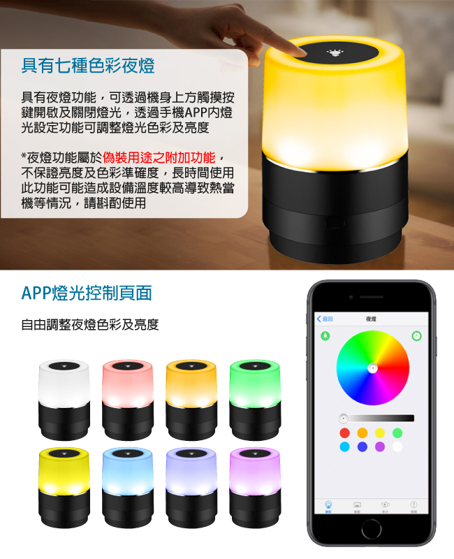 【CHICHIAU】WIFI無線網路高清1080P旋轉鏡頭七彩小夜燈造型-針孔微型攝影機