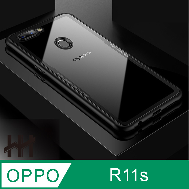 鋼化玻璃手機殼系列 OPPO R11s (6.01吋) 防摔全包覆式(透明黑邊)