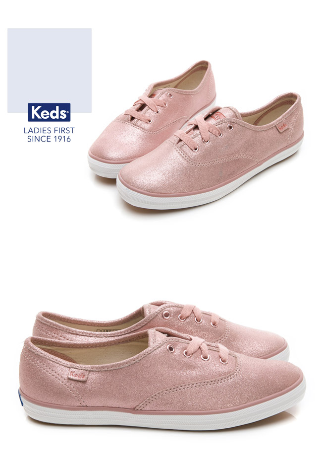 Keds CHAMPION 麂皮柔光經典綁帶休閒鞋-玫瑰色