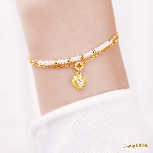 J’code真愛密碼 珍星閃耀黃金/水晶/天然珍珠手鍊-雙鍊款