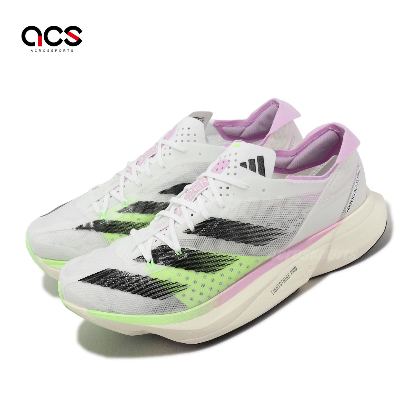 adidas 競速跑鞋Adizero Adios Pro 3 M 男鞋白黑粉紅緩震厚底運動鞋愛