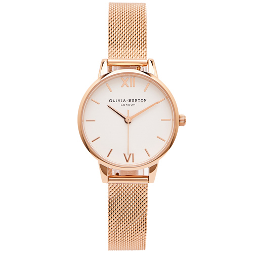 OLIVIA BURTON文青簡約風米蘭帶手錶(OB16MDW01)-白色面/30mm