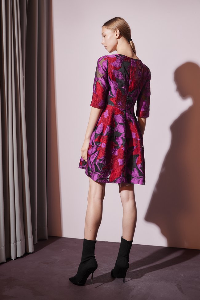 Haute Couture 高定系 精緻3D立體提花造型禮服洋裝-紫紅