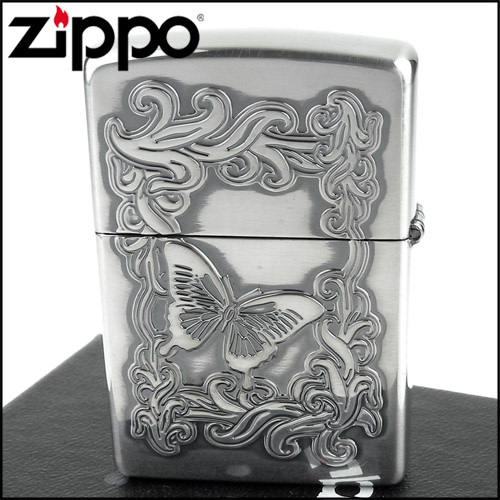 ZIPPO 日系~蝴蝶圖案-深蝕刻貼片兩面加工打火機