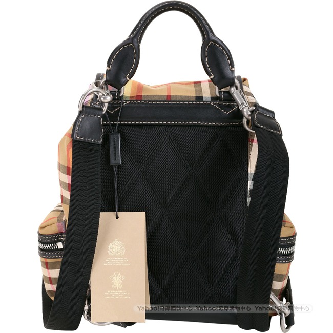 BURBERRY The Rucksack Vintage 小型彩虹格紋軍旅後背包(黑色)