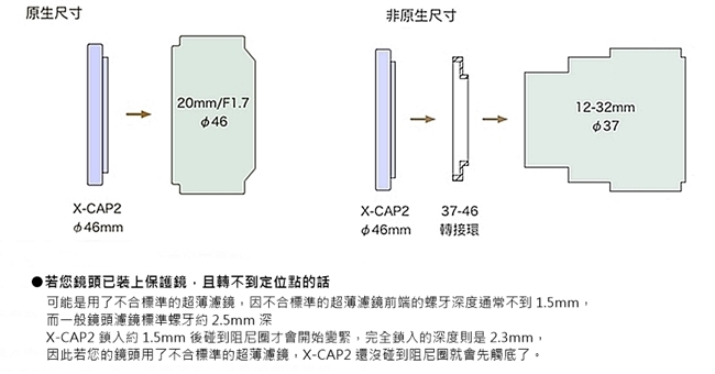 台灣製造Freemod半自動蓋X-CAP2含STC保護鏡的40.5mm鏡頭蓋Silver銀