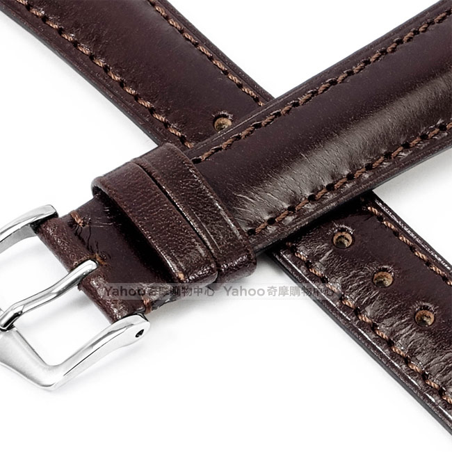 海奕施 HIRSCH Siena L 典雅柔軟小牛皮錶帶 防水可清洗-咖啡