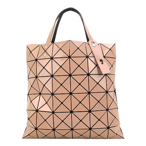 ISSEY MIYAKE 三宅一生BAOBAO 雙色亮面方格6x6手提包(駝X奶茶)