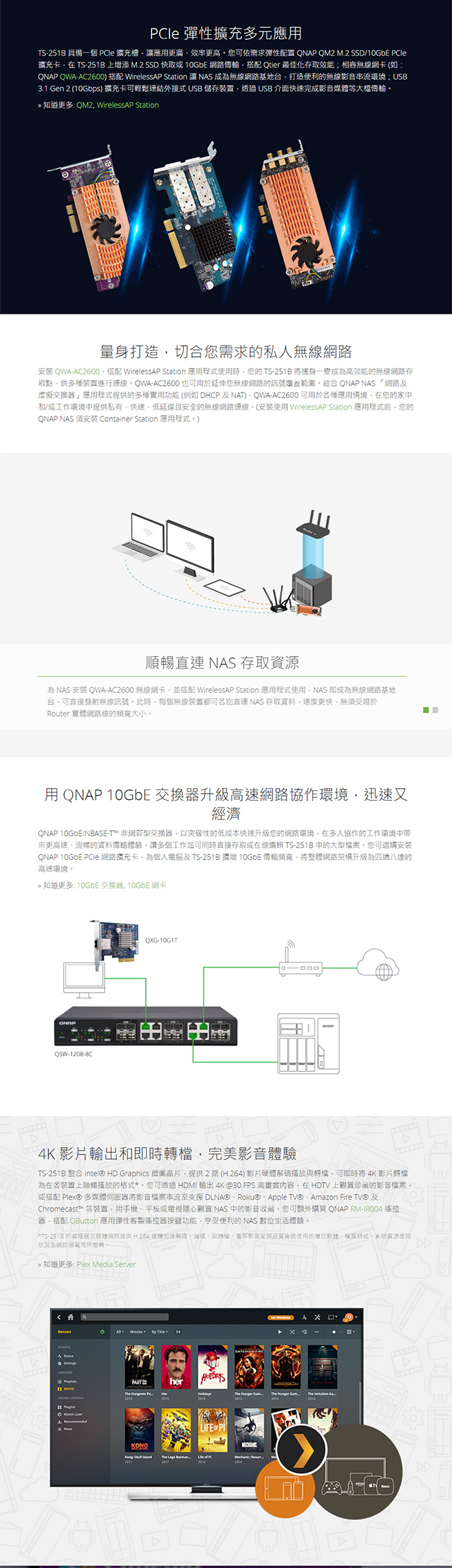 QNAP 威聯通 TS-251B-2G網路儲存伺服器+IronWolf 2TB x2