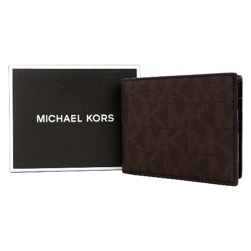 MICHAEL KORS JET SET滿版八卡短夾(咖)