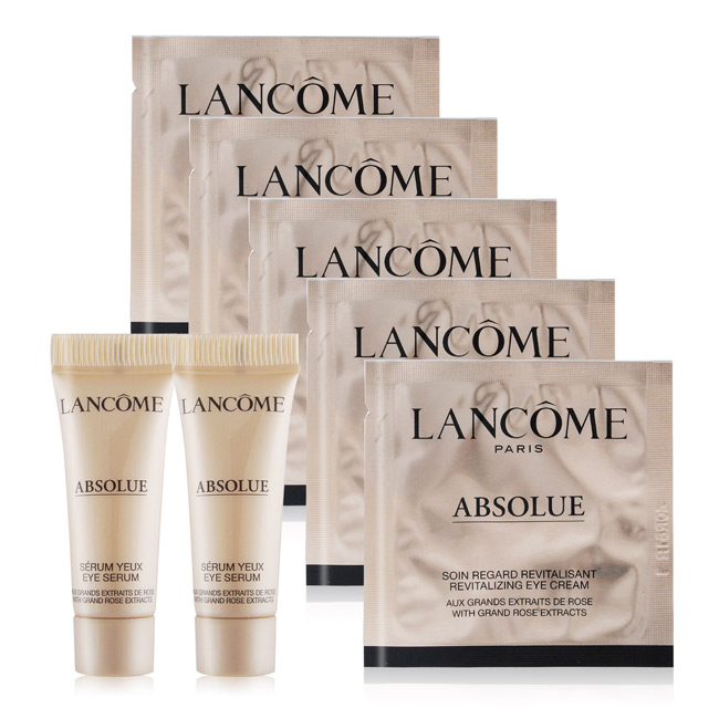 LANCOME 蘭蔻 絕對完美黃金玫瑰修護眼部活粹3mlX2+玫瑰修護眼霜1mlX5