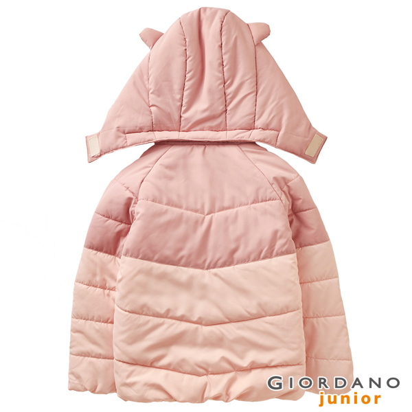 GIORDANO 童裝3D貓咪造型可拆帽舖棉外套-26 莓紅