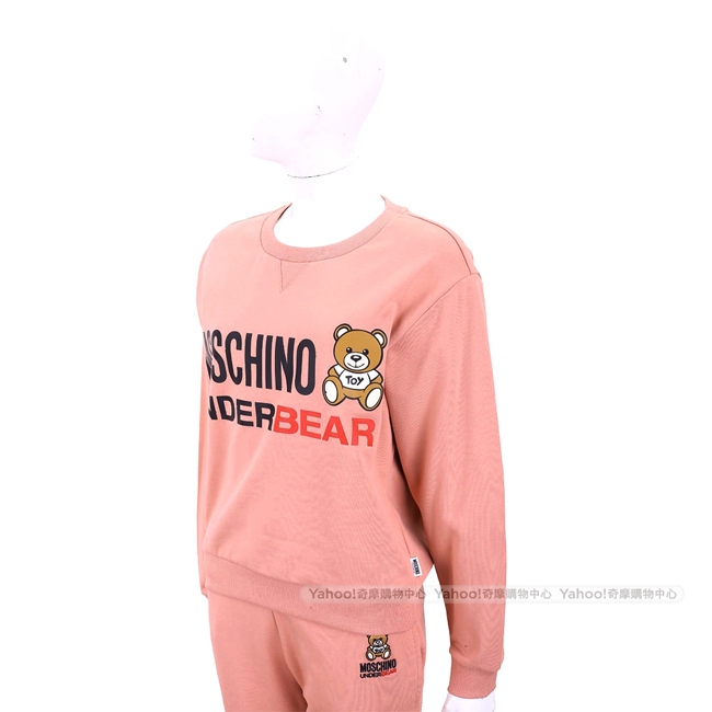 MOSCHINO Underbear 字母泰迪熊寶寶粉橘色棉質運動休閒套裝